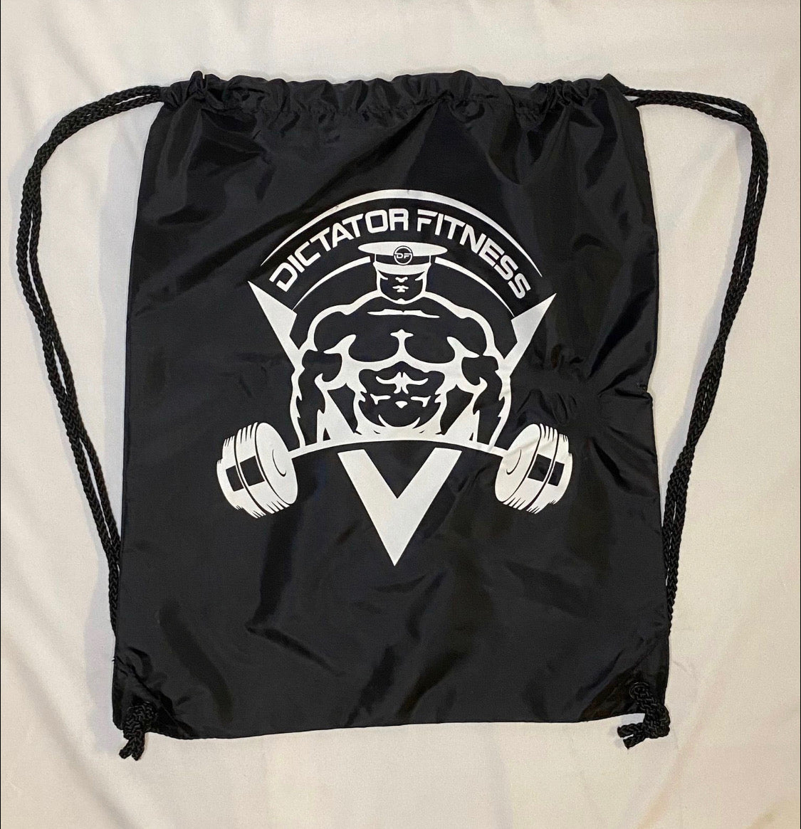DF String Bag Black w/ White Body Builder Logo