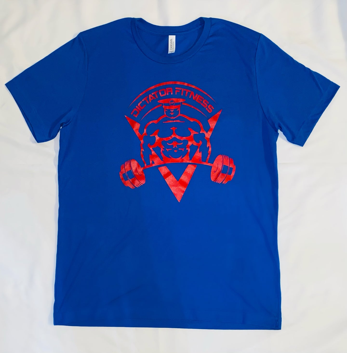 UNISEX DF No Battle, No Victory T-Shirt Blue w/ Red Body Builder Logo