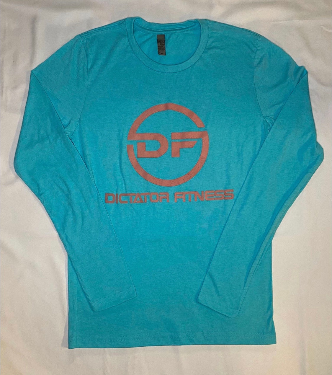 UNISEX DF Long Sleeve Shirt Aquamarine Blue w/ Pink DF Logo
