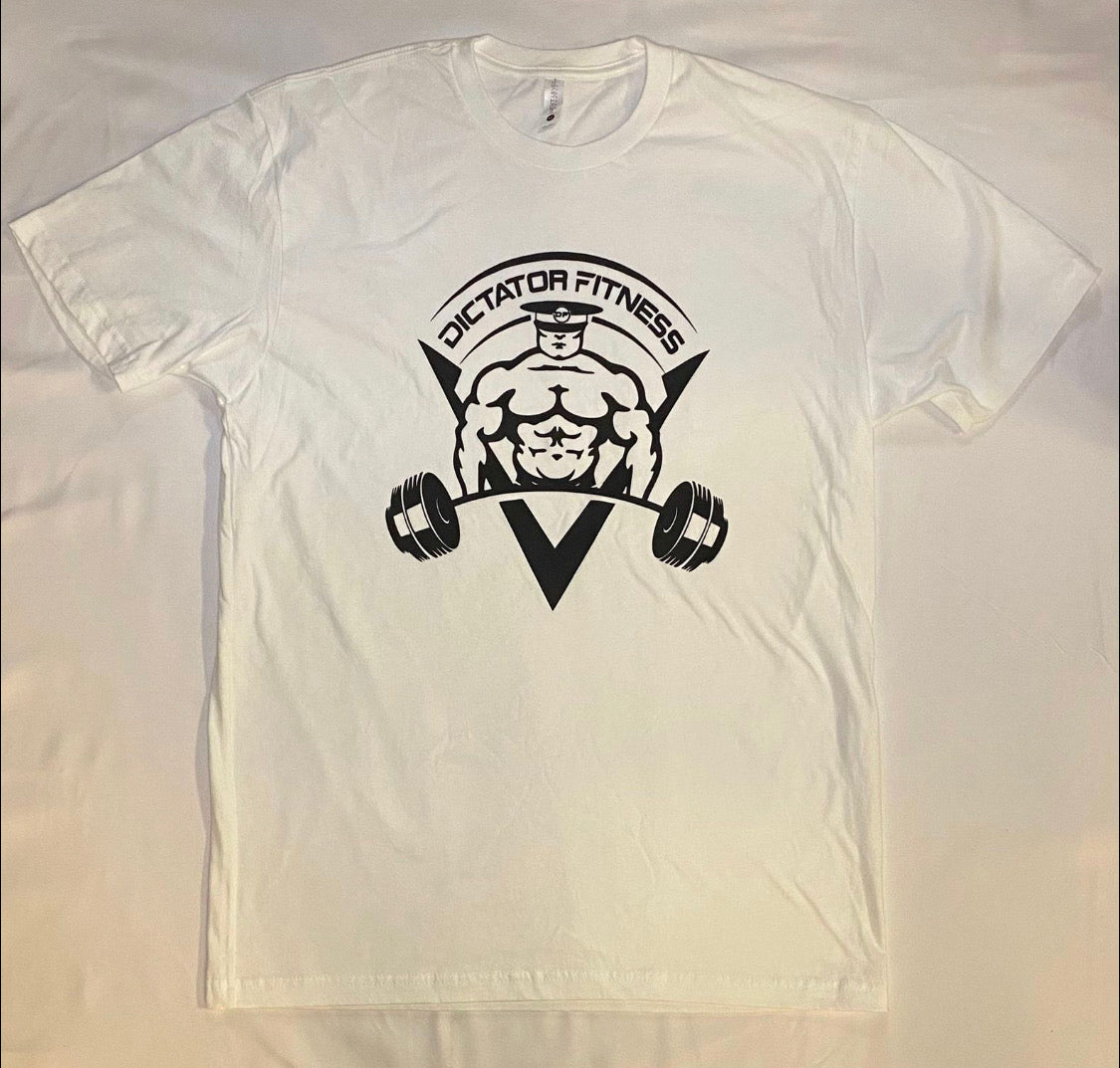 UNISEX DF T-shirt White w/ Black Body Builder Logo