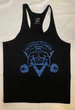 Dictator Fitness Racerback Black w/ Blue Body Builder Logos