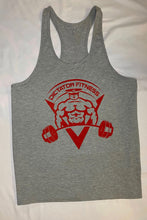 Dictator Fitness Racerback Gray w/ Red Body Builder Logos