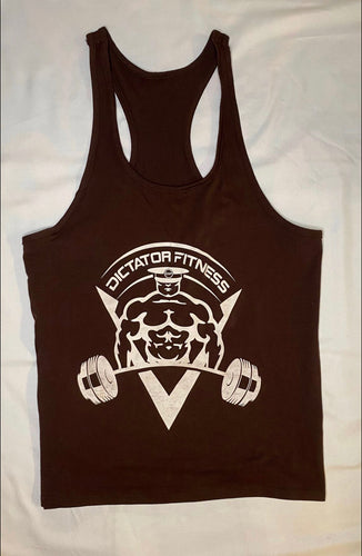 Dictator Fitness Racerback Burgandy w/ White Body Builder Logo