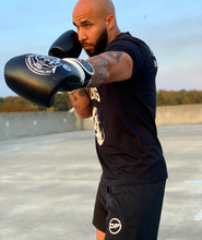 Dictator Fitness Pro Style Training Boxing Gloves Black w/ White Body Builder Logo