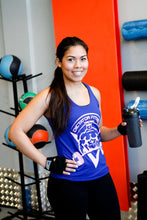 DF Women's Tank Top Blue w/ Pink Body Builder Logo