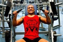 UNISEX DF Tank Top Red w/ Black Body Builder Logo